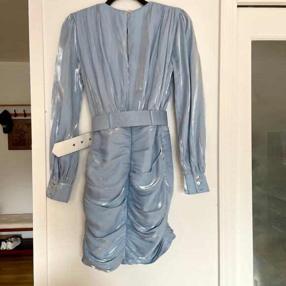 Song of Style REVOLVE Baby Light Blue Tucker Mini Dress sz XS Faux Wrap Belt - Picture 9 of 16